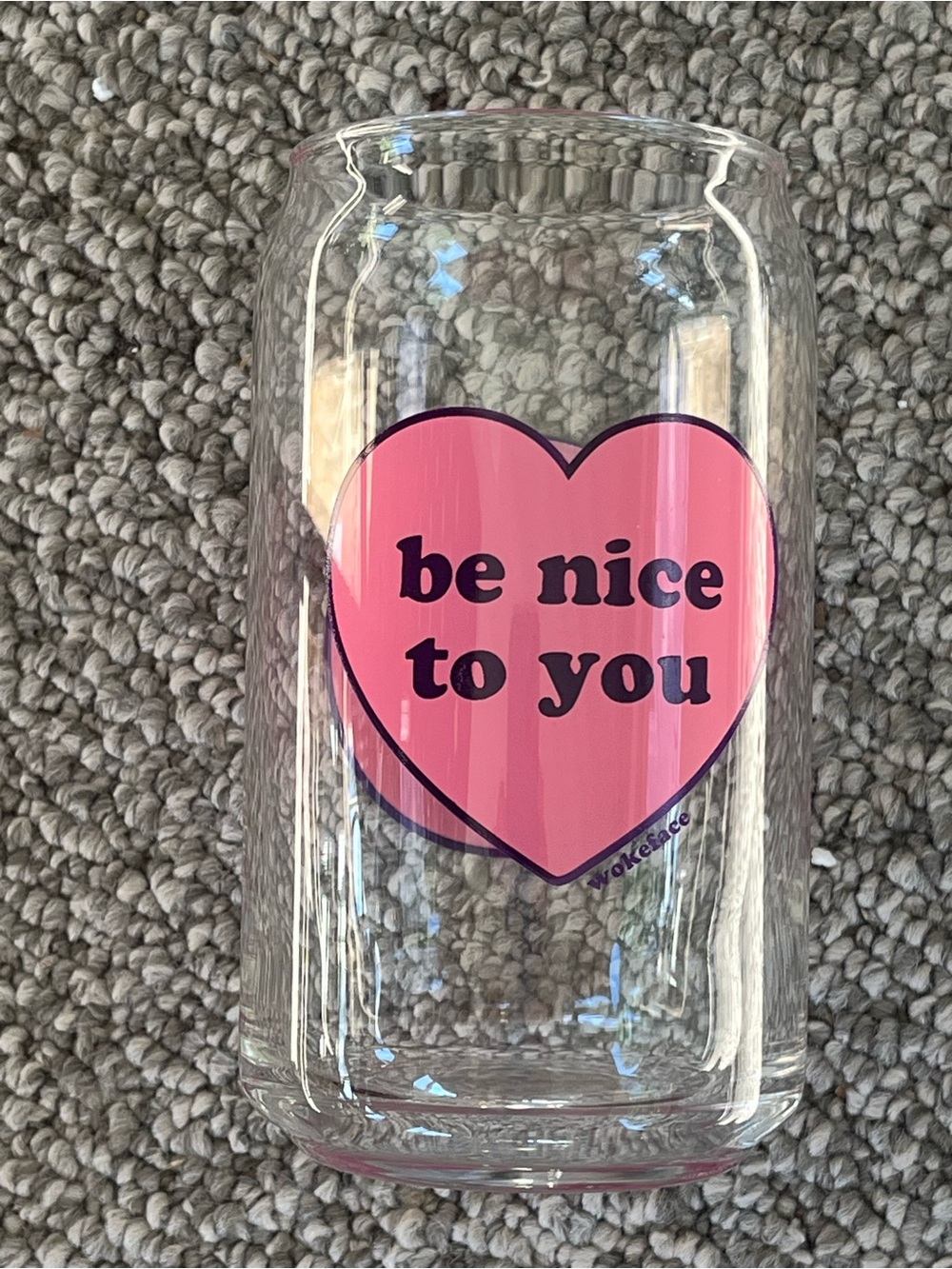 Pink Heart 'be nice to you' Glass Tumbler